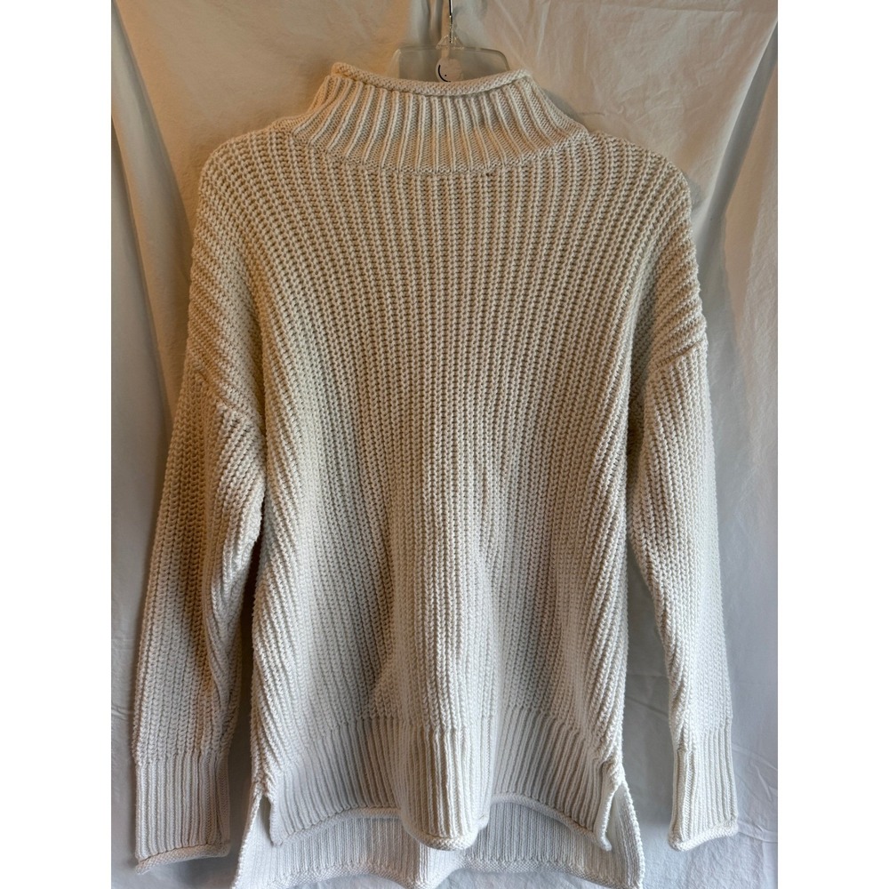 Haven Well Within Shaker Stitch Mock Neck Sweater Cream White Ribbed Knit Mens M